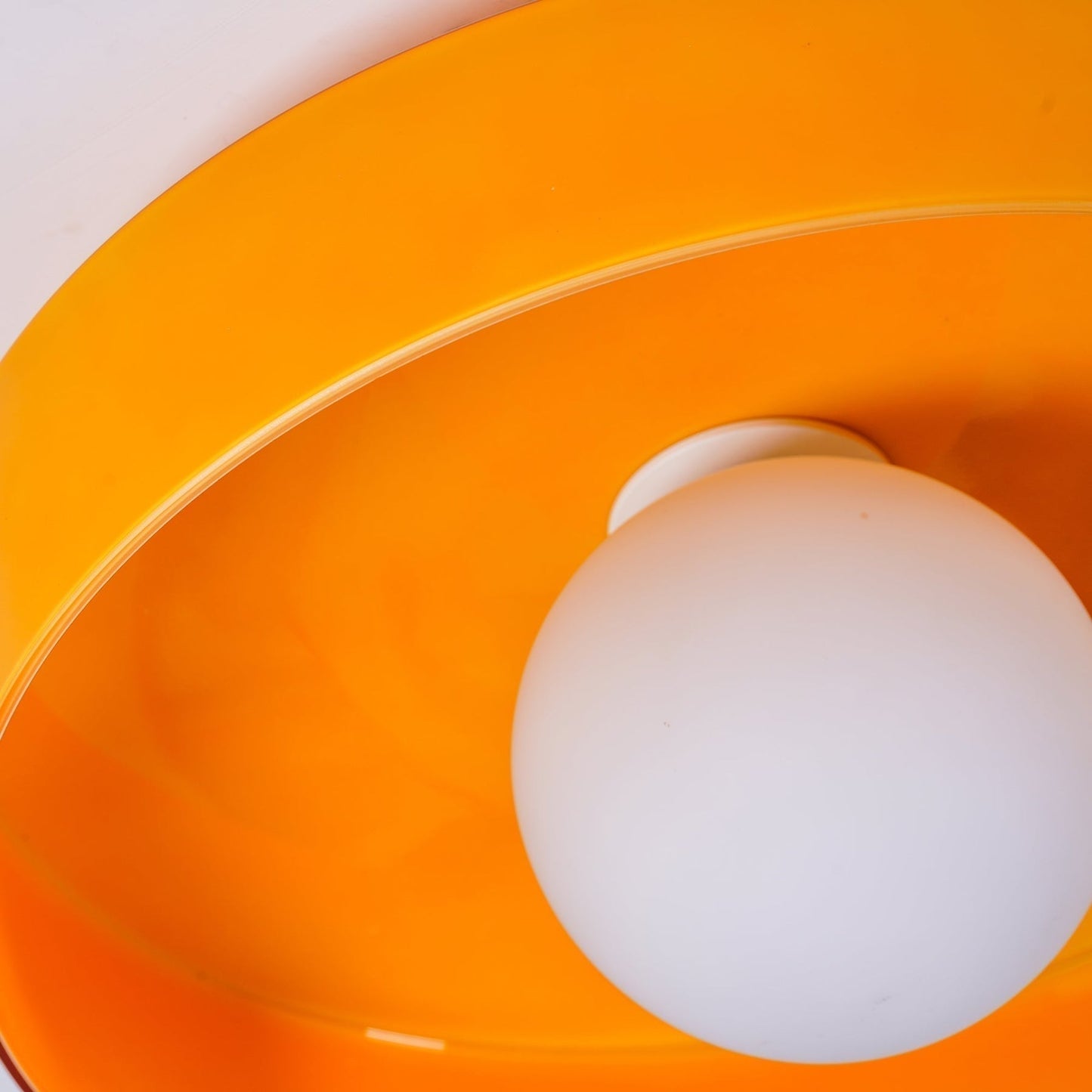 Suspension Plafond Circula - Anneau Verre, Boule Orange Mat, D25cm H15cm