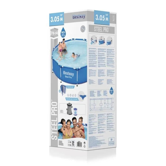 Kit Piscine hors sol tubulaire BESTWAY - Steel Pro™ - 305 x 76 cm - Ronde (Livrée avec pompe de filtration)