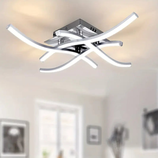 Plafonnier LED HIMGOR à 4 Panneaux Intégrés - Design Courbé - 28W - 3 Températures Lumineuses