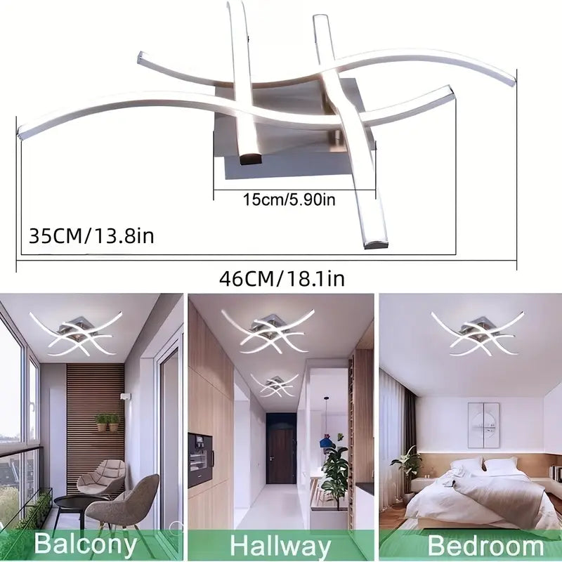 Plafonnier LED HIMGOR à 4 Panneaux Intégrés - Design Courbé - 28W - 3 Températures Lumineuses