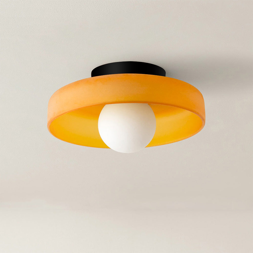 Suspension Plafond Circula - Anneau Verre, Boule Orange Mat, D25cm H15cm