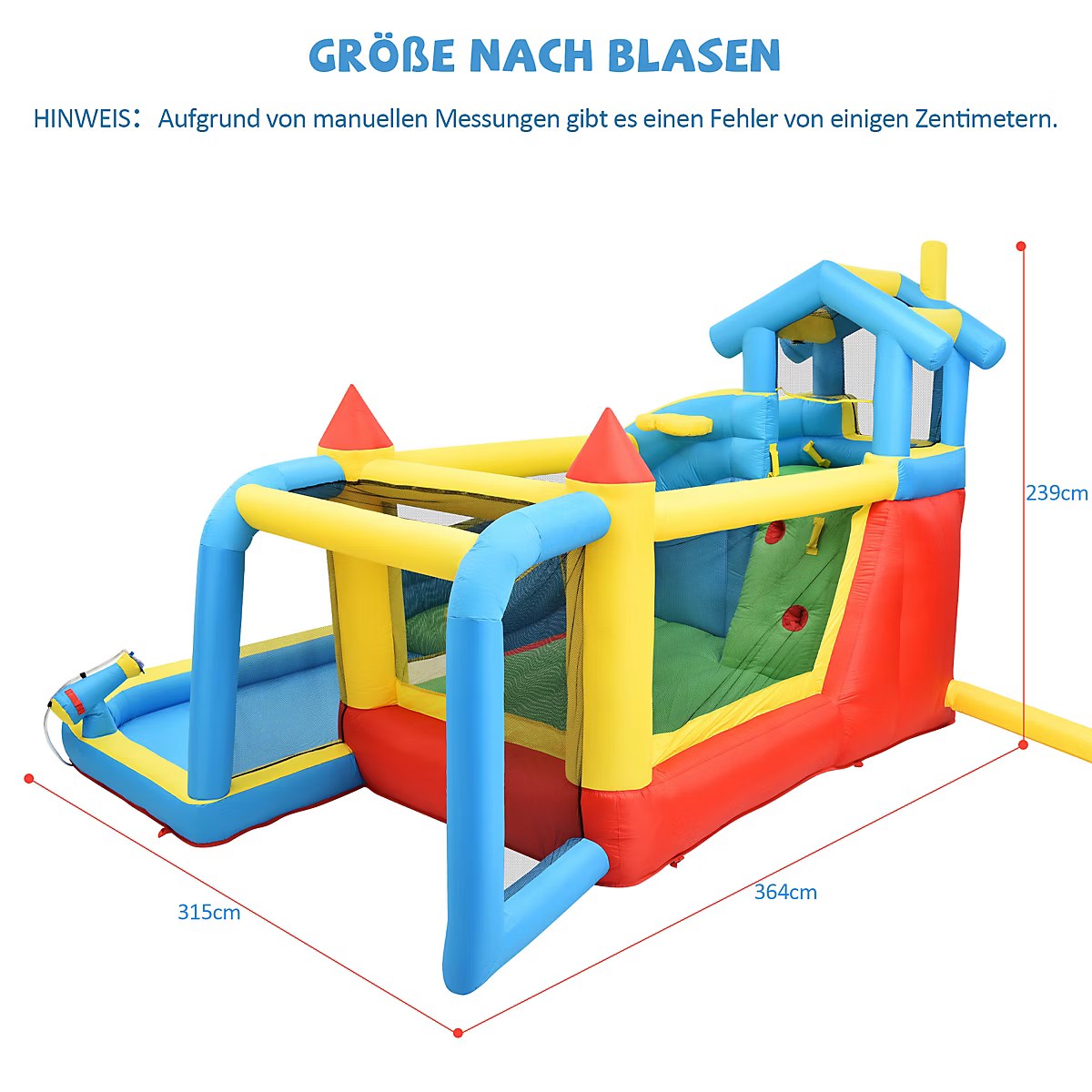 Inflatable Castle - 5 in 1 Inflatable Games Areas with Toboggan, Swimming Pool and Jumping Areas, Oxford Fabric, Multicolor - Image 4