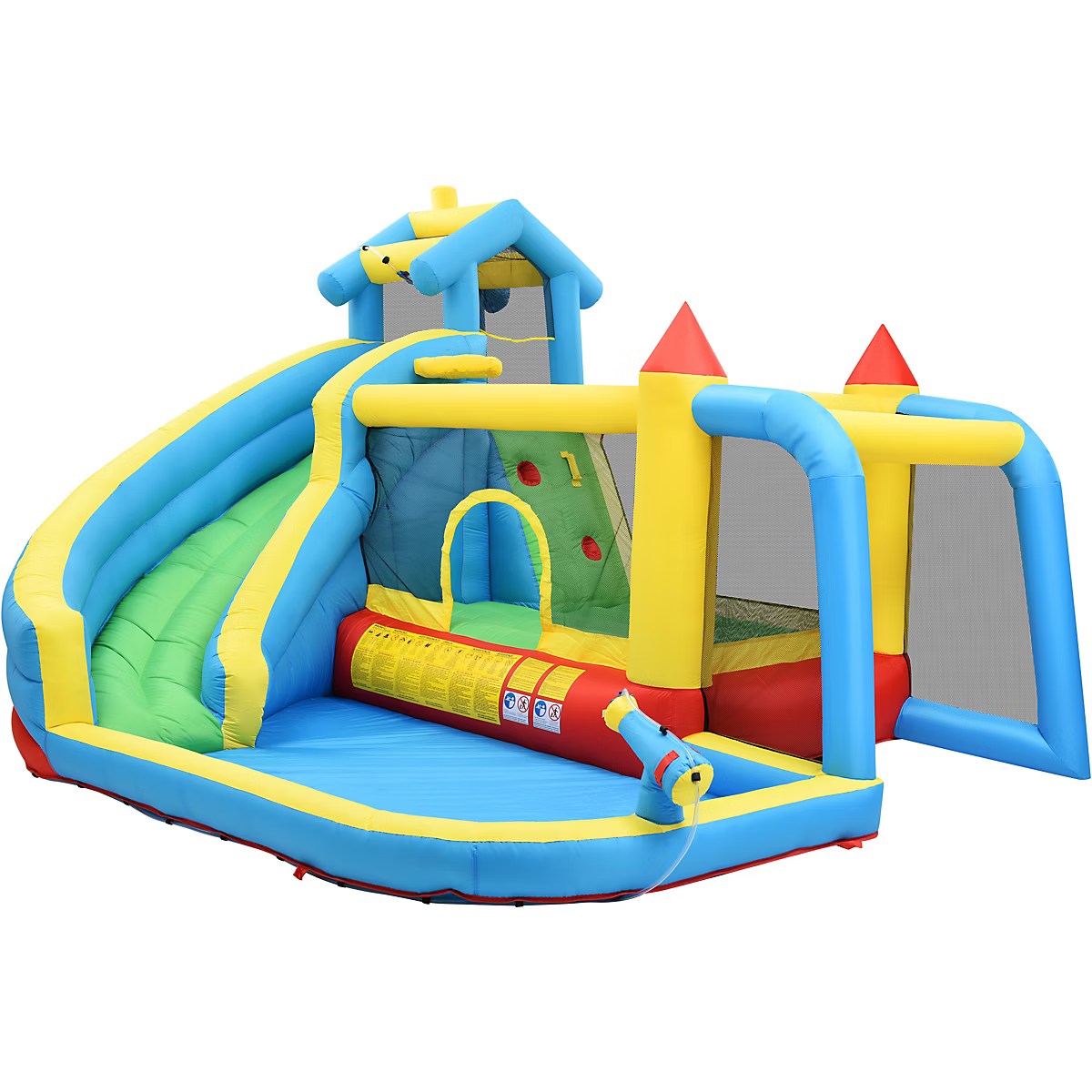 Inflatable Castle - 5 in 1 Inflatable Games Areas with Toboggan, Swimming Pool and Jumping Areas, Oxford Fabric, Multicolor - Image 5