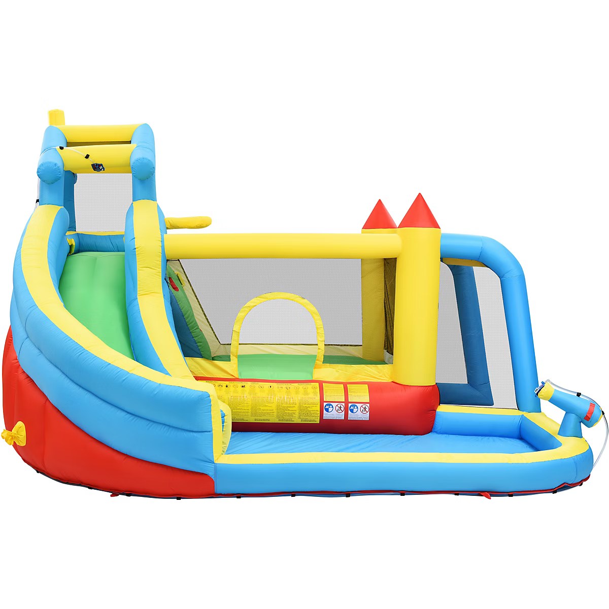 Inflatable Castle - 5 in 1 Inflatable Games Areas with Toboggan, Swimming Pool and Jumping Areas, Oxford Fabric, Multicolor - Image 8
