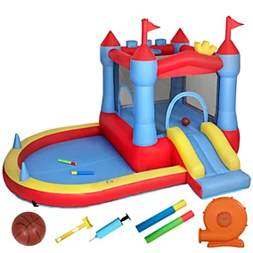 Inflatable castle 4 in 1 swimming pool trampoline slide basket